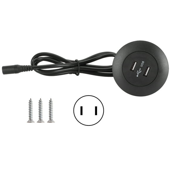 Prise de Chargement USB, Pratique à Utiliser. Durable, Étanche, Ignifuge, Chargeur USB Double pour Tout Meuble à la Maison pour Pièces de Mobilier de Maison Noir Prise US 100-240 V