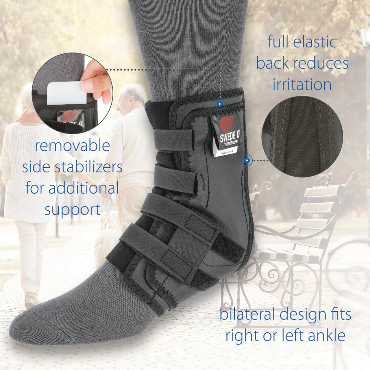 Swede-O Easy Lok Quick Strap, Reinforced Ankle Brace for Sports, Black, Small