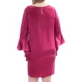 thumbnail image 2 of BAR III Womens Purple Bell Sleeve Jewel Neck Above The Knee Shift Dress L, 2 of 2