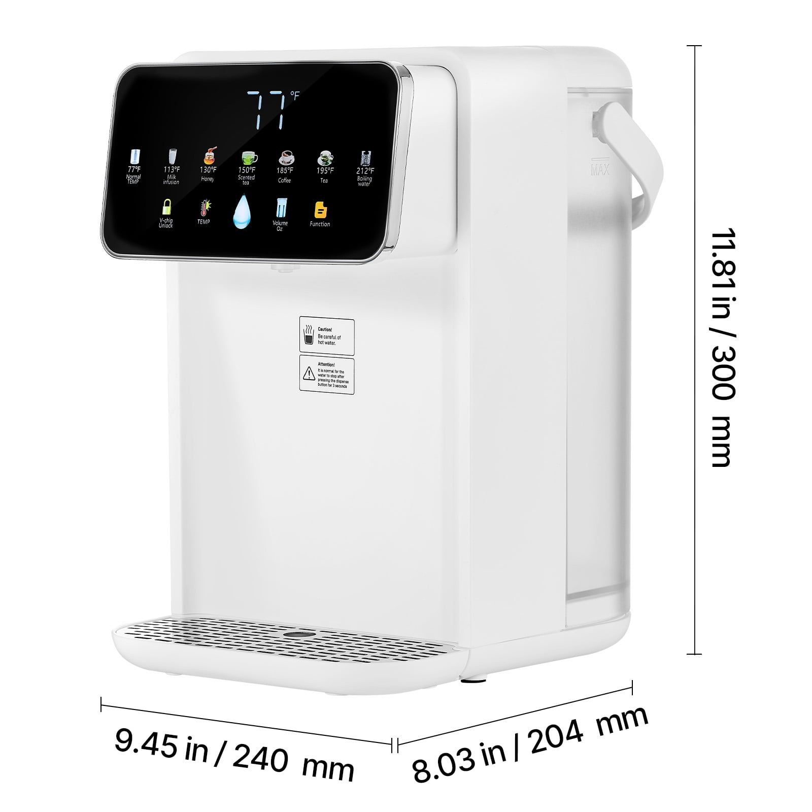 KFFKFF Countertop Instant Hot Water Dispenser with Adjustable Temperatures & Volumes, 118oz Detachable Tank, Rapid Heating, Touchscreen Control, and Child Safety Lock for Home Use