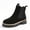 Black, variant on Womens Chunky Platform Chelsea Boot With Elastic Low Wedge Heel Slip On For Fall Work Suede Surface Classic Style Ankle Boots Women
