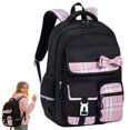 thumbnail image 2 of Plaid Bow Backpack, Multi Pocket Casual Daypack, Lightweight Travel Rucksack, Preppy Shoulder Bag, Waterproof Knapsack, Large Capacity Carryall for Daily Commute, Weekend Trip, Casual Use, 2 of 5