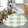 thumbnail image 4 of Sage Green Buffalo Check 3ft Round Rug, Farmhouse Plaid Modern Geometric Non-Skid Rubber Backing Large Area Rugs - Living Room Bedroom Home Office, Indoor Floor Mat Carpets Washable Rug, 4 of 9