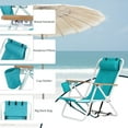 thumbnail image 4 of Folding Beach Chair Set of 2 for Adults, Portable Backpack Foldable Camping Chair with Headrest Cup Holder and Wooden Armrests, Sky Blue, 4 of 9