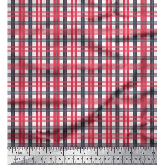 Soimoi Cotton Poplin Fabric Gingham Check Print Fabric by Yard 42 Inch Wide