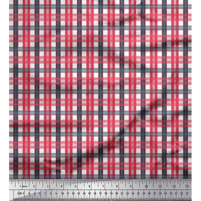 Soimoi Tissu en Georgette Viscose Tissu à Carreaux Vichy Imprimés au Mètre 42 Pouces de Large