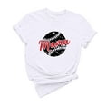 thumbnail image 4 of EQWLJWE Hauts d'Été pour Femmes Hauts pour Femmes Liquidation Mode Féminine Été Col Rond Loisirs Manches Courtes Imprimé Baseball, 4 of 5