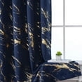 thumbnail image 2 of Navy Blue and Gold Blackout Patterned Curtains, Gold Marble Printed Thermal Insulated Curtain Modern Abstract Drapes for Bedroom Living Room Dining Room 26"W x 45"L (Pack of 2), 2 of 6