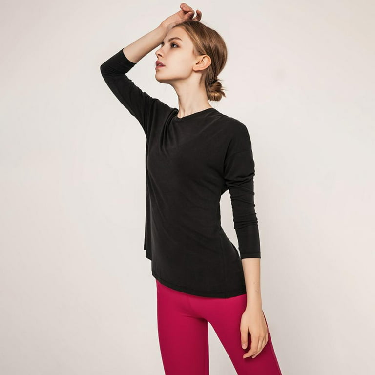Long Sleeve Workout Shirts Yoga Tops Long Sleeve Open Back Workout Tops for  Women 