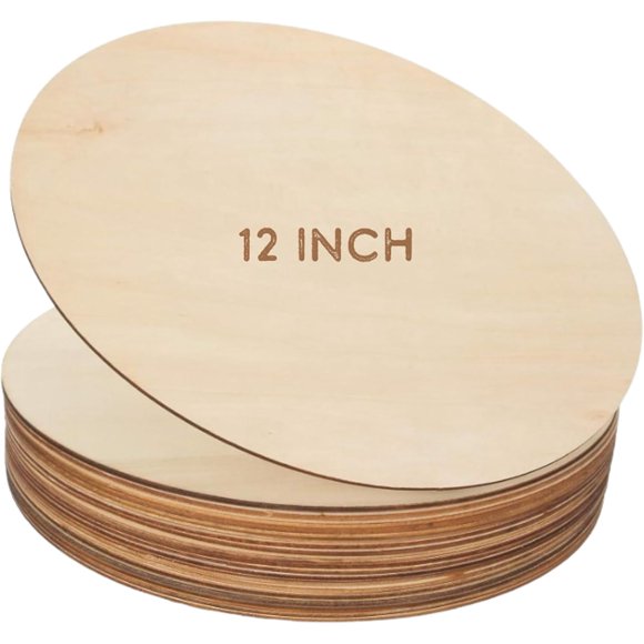15Pcs 12 Inch Wood Circles for Crafts, Unfinished Blank Wooden Rounds Slice Wooden Cutouts for DIY Crafts, Door Hanger, Sign, Wood Burning, Painting, Holiday and Christmas Décor