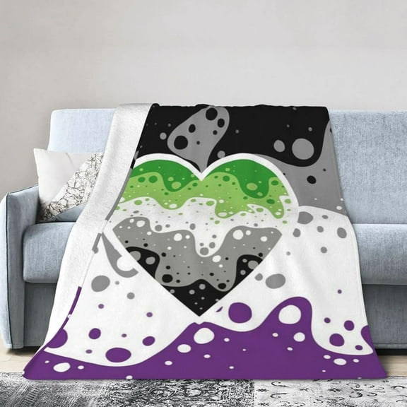 Asexual Aromantic Pride Throw Blanket,Pride Blanket for Bed Sofa Couch Soft Flannel Fleece Lightweight Throw Blanket for Adult Boys Girls 80"X60"