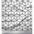 thumbnail image 1 of Soimoi White Silk Fabric Maze Cube Geometric Decor Fabric Printed Yard 42 Inch Wide, 1 of 3