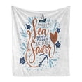 thumbnail image 1 of Beach Saying Soft Flannel Fleece Throw Blanket, Smooth SeNever Made Skillful Sailor Phrase, Cozy Plush for Indoor and Outdoor Use, 50" x 60", Cinnamon Night Blue, by Ambesonne, 1 of 6