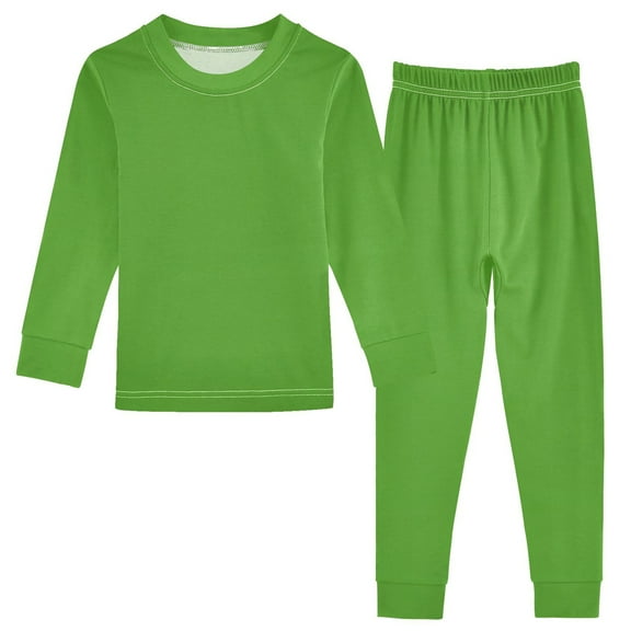 joogoo Grass Green Background 2 Piece Long Sleeve Tee and Pants Cotton Pajama Set 5Y