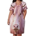 thumbnail image 3 of Pink Highland Cow Pattern Loose Pocket Dress Dresses Summer Summer Dresses for Women, 3 of 9