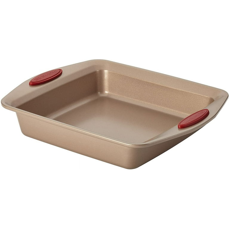 Rachael Ray 52410 Cucina Nonstick Bakeware Set with Baking Pans, Baking  Sheets, Cookie Sheets, Cake Pan, Muffin Pan and Bread Pan - 10 Piece, Latte  Brown with Cranberry Red Grip 