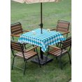 thumbnail image 4 of Outdoor Tablecloth with Umbrella Hole for Patio/Picnic/Party/Camping, Sky Blue Plaid Waterproof Table Cloth Square Cover Washable, Modern Minimalist Gingham Checkered (54"x 54"), 4 of 8