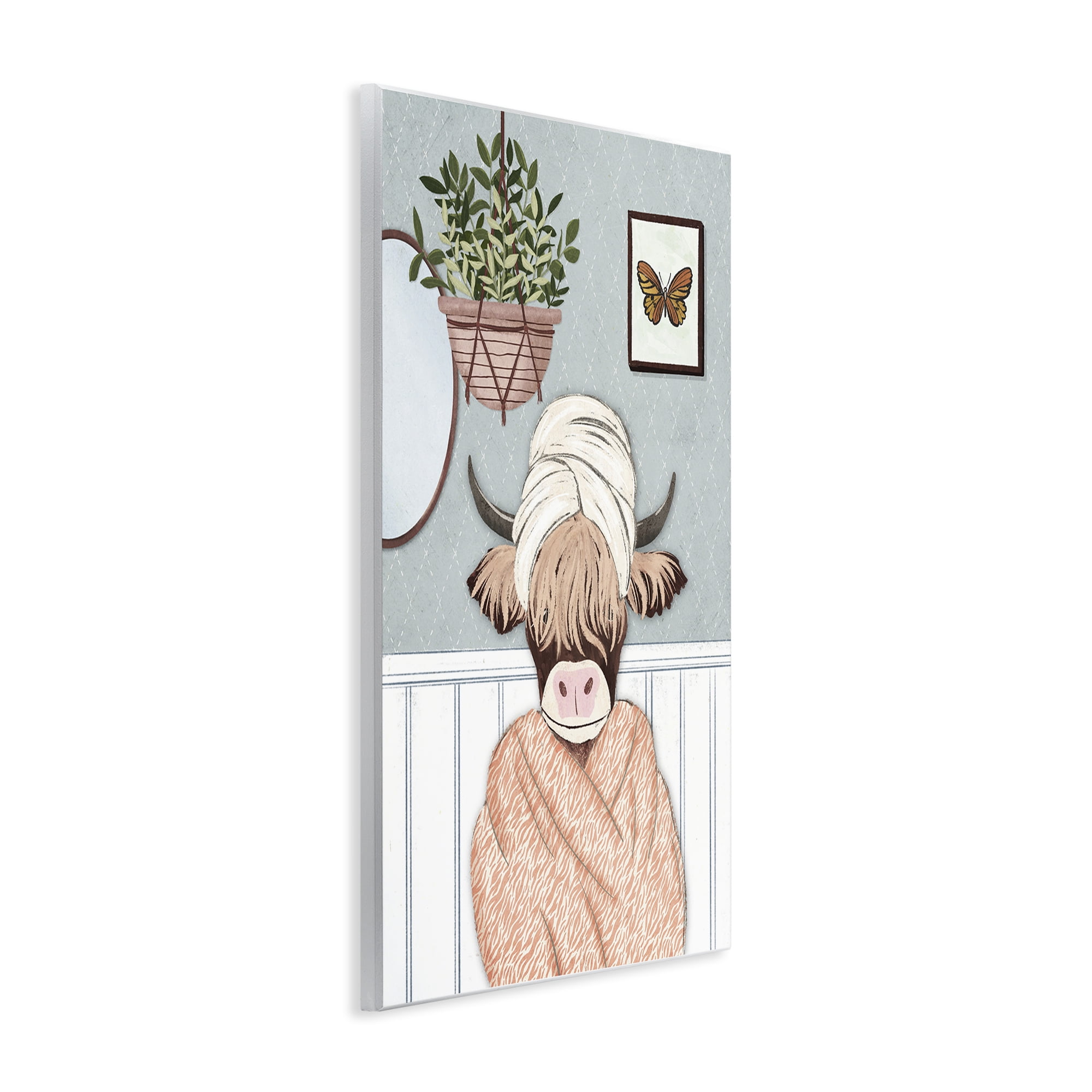 Stupell Industries Highland Cow Bathrobe Typography Painting Unframed Art Print Wall Art, 10 x 15