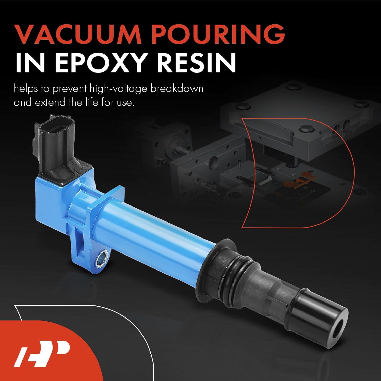 A-Premium (Blue) Engine Ignition Coil Pack Compatible with Jeep Grand Cherokee 1999-2005/2007 & Dodge Ram 1500 2002/2004-2007, Durango 2000-2005, Dakota & Mitsubishi Raider & Chrysler Aspen, 8-PC Set