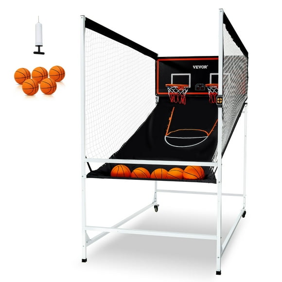 VEVOR Jeu d'Arcade de Basketball Intérieur Double Shot Cage en Fer 2 Joueurs 5 Ballons