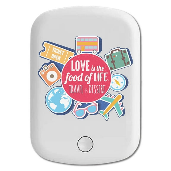 DistinctInk Magnetic Battery Pack, 5000 mAh Wireless Portable Charger with USB-C Cable, Compatible with MagSafe iPhone 14 / 13 / 12 Series - Love Food Of Life Travel Dessert