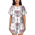 thumbnail image 1 of Balery Cartoon Poodle Dog Conjunto de Pijama para Mujer con Estampado, Dos Piezas de Manga Corta y Shorts, Ropa de Dormir Suave con Cuello Redondo y Bolsillos-Large, 1 of 6