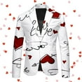 thumbnail image 2 of ZHOUCHANKIDS Men's Fashion Casual Suit Jacket Printed Loose Fit Personality for Valentine's Day Men's Casual Blazer Long Sleeve Suit Jackets Sports Coats One Button Business Jacket White XXL, 2 of 3