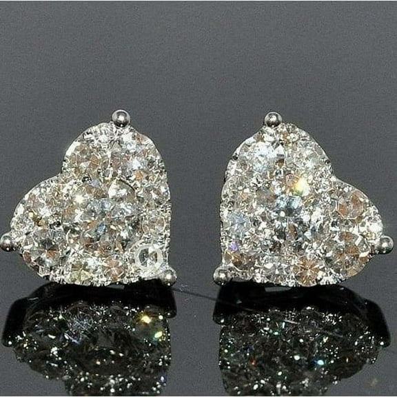 Oxodoi Dazzling Crystal Heart Earrings, Fashion Jewelry, Alloy, Includes Gift Box, 1.5 in