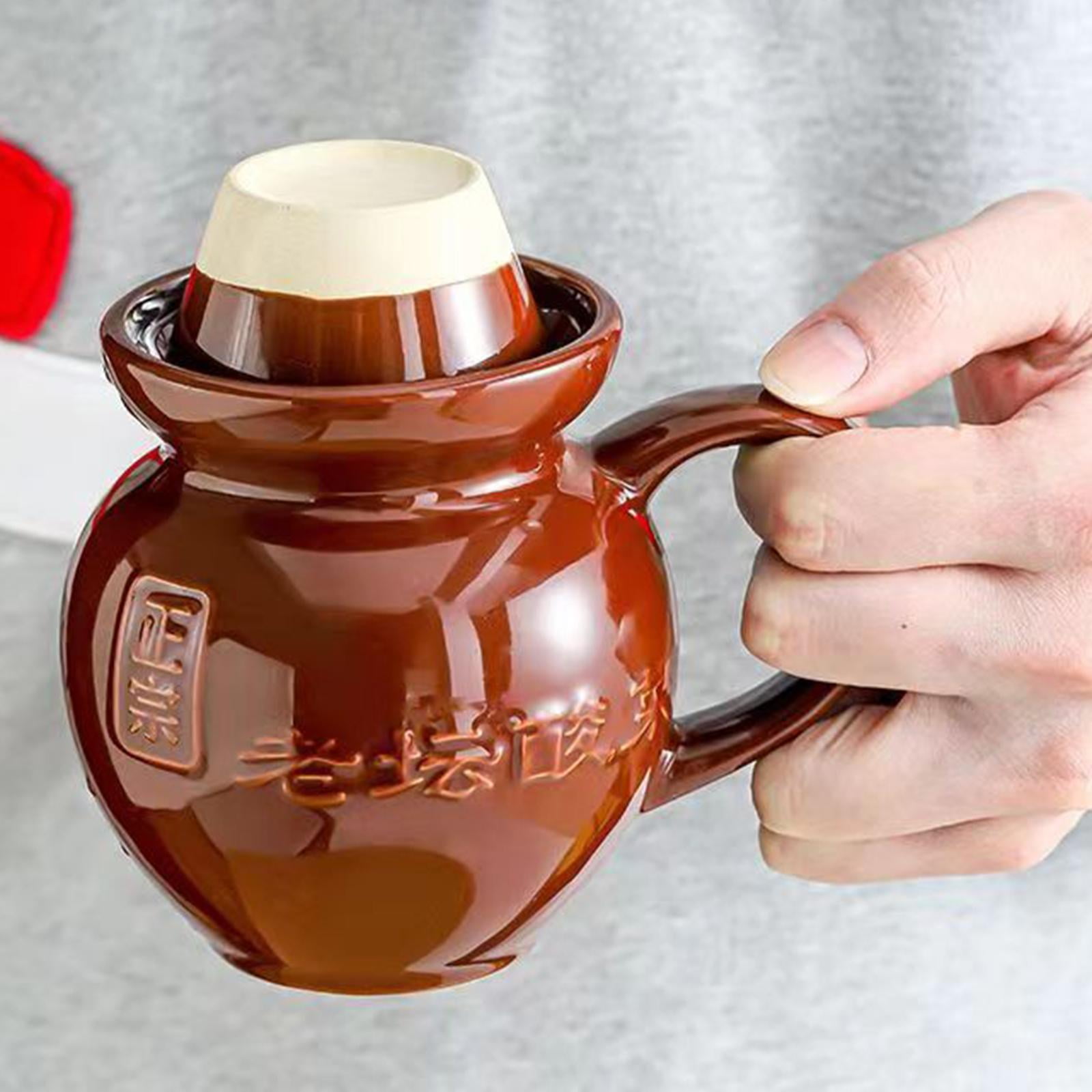 Coffee Mugs Ceramic Jar Ginger Jar Tea Canister Novelty Spice Jars Traditional Multipurpose with Handle And Lid 450ml Espresso Mugs Cup