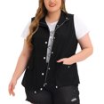 thumbnail image 1 of Women's Plus Size Utility Vest Stand Collar Cargo Pocket Drawstring Waist Sleeveless Jacket Black 4X, 1 of 7