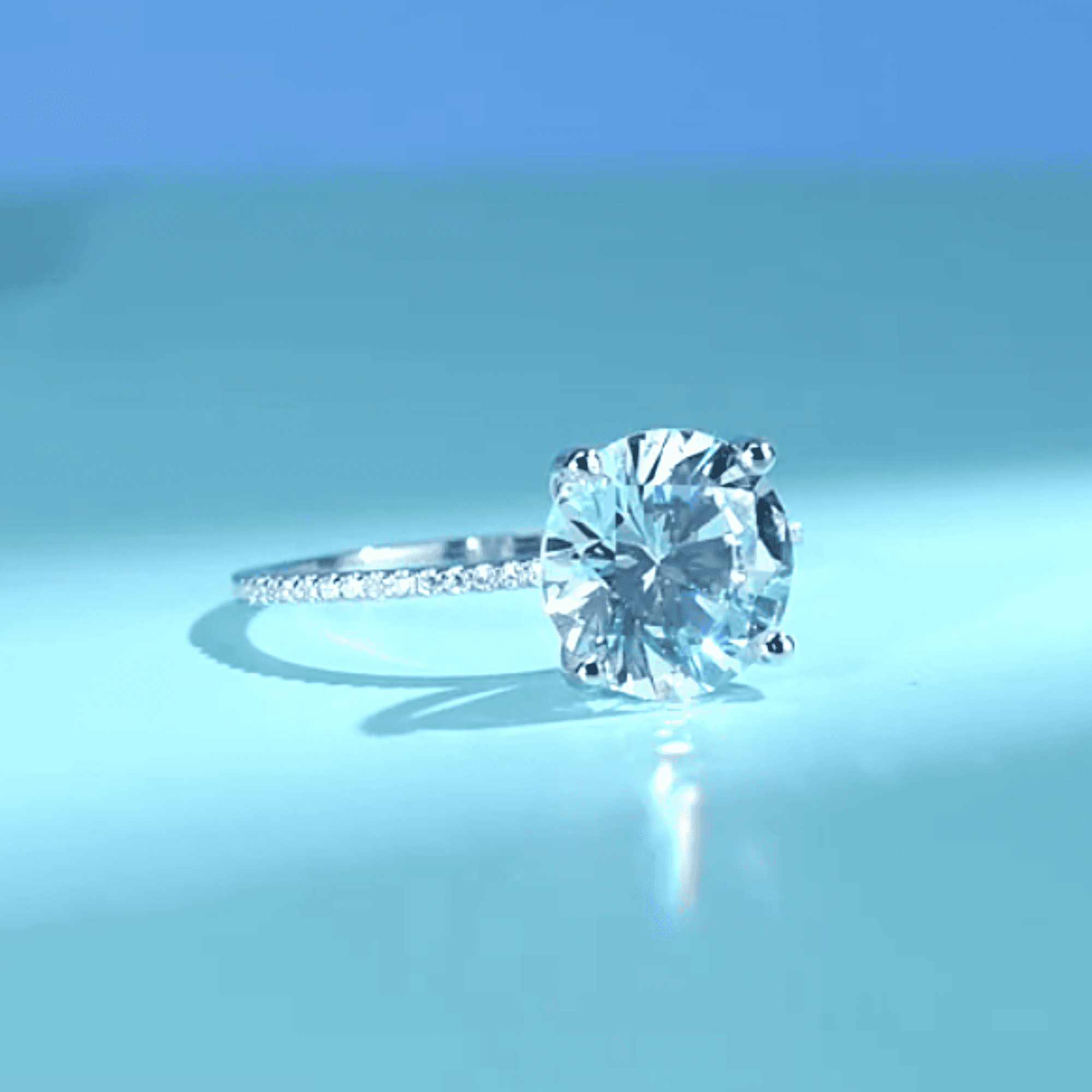 Stunning 14K Gold Plated Sterling Silver 3Ct Round Cut Solitaire Cubic Zirconia Diamond Pave Ring for Women Bridal Promise Engagement Wedding Anniversary
