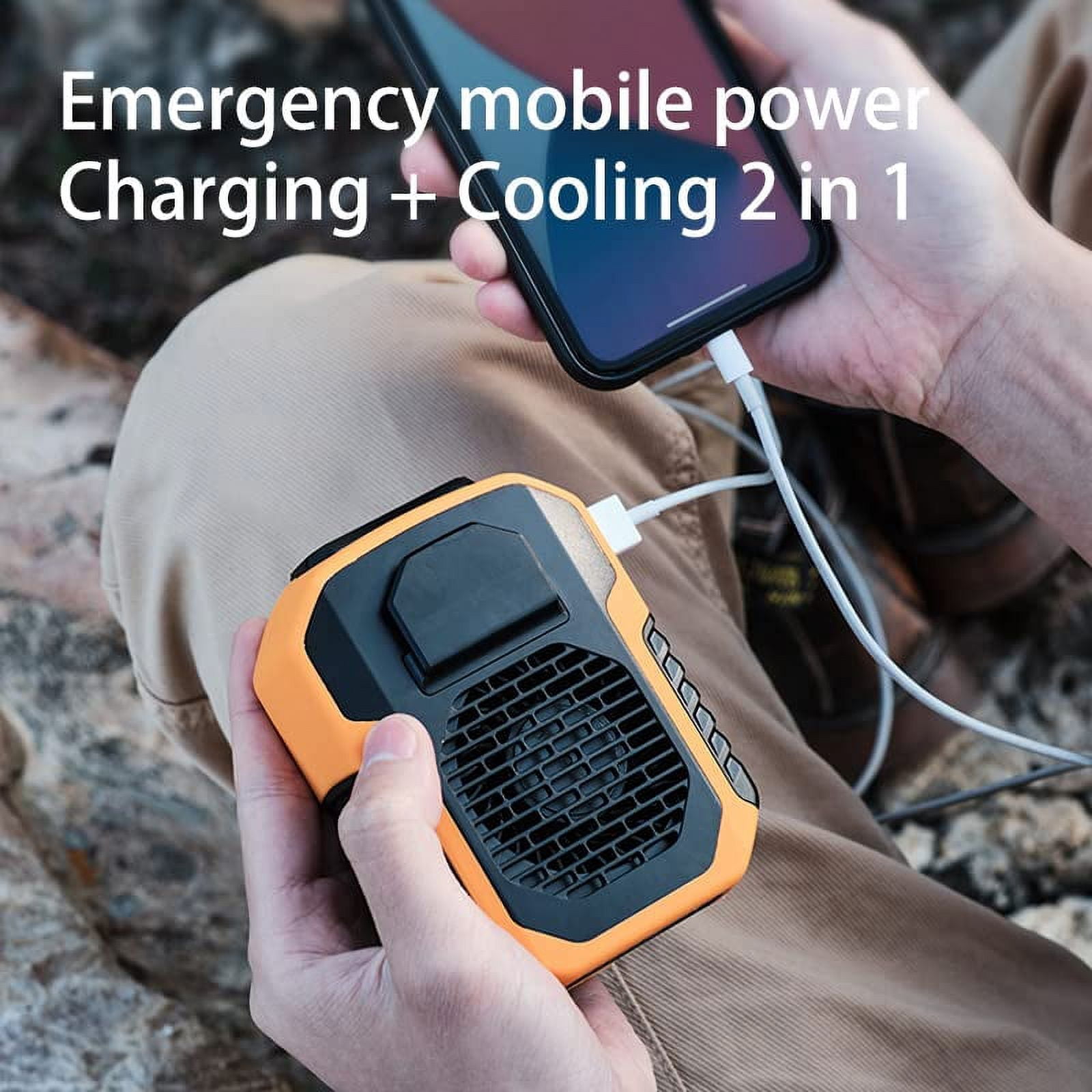 6000mAh Portable Waist Clip Fan Belt Fan Body Fan, 6000RPM Strong Airflow, 3 Speeds, Rechargeable belt clip fan with USB port for Outdoor Works, Farm, Hiking, Camping (Green)