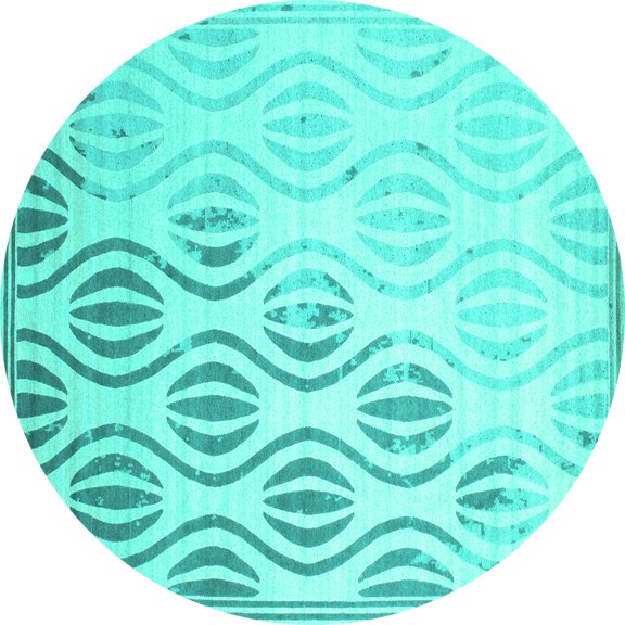 Ahgly Company Indoor Round Solid Turquoise Blue Modern Area Rugs, 8' Round