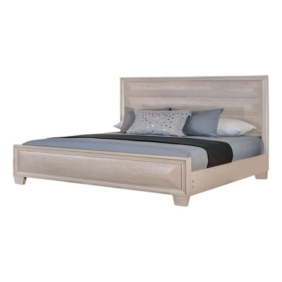 Nitz King Bed-Paneled White Oak Wood Headboard-Beveled Fronts