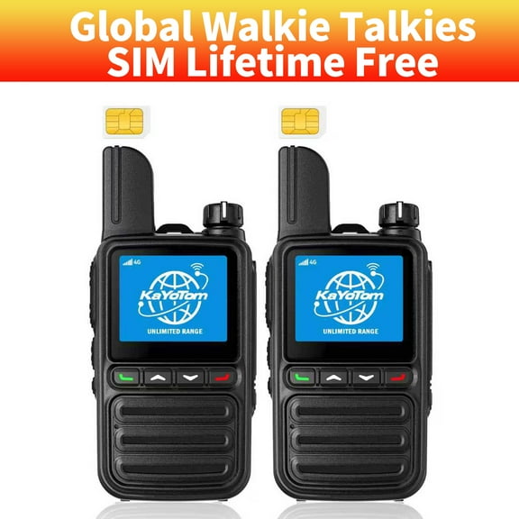KAYOTOM 2 Pack Long Range PoC Walkie Talkies, Unlimited Nationwide Two-Way Radios with Free Lifetime SIM, 4G Push-to-Talk for Fleet, Construction, and Emergency Communication