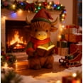 thumbnail image 3 of FastXmas Christmas Highland Cow Night Light,6.3 x 3.9 Inch Cute Highland Cow Reading Book Figurine Lamp,Christmas Resin Hightland Cow Statue Night LIght Decoration for Christmas Boys Girls Lamp Gift, 3 of 4