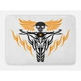 thumbnail image 1 of Motorcycle Bath Mat, Tribal Inspired Tattoo Design Flying Skull at Wheel Cool Vibes, Plush Bathroom Decor Mat with Non Slip Backing, 29.5" X 17.5", Orange and Charcoal Grey, by Ambesonne, 1 of 2