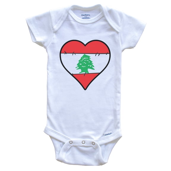 Lebanon Heart Lebanese Flag Baby Bodysuit