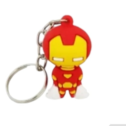 Cartoon Rubber Keychain with Holder Clip -Iron Man Keychain (1 Count)