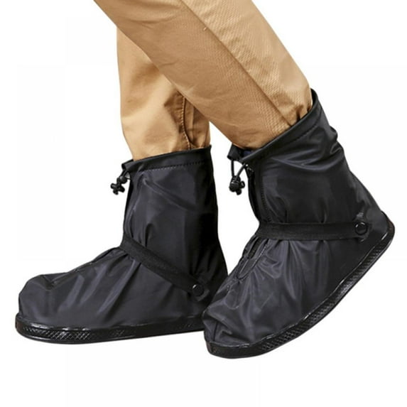 Thickened Waterproof Shoe Covers with Zipper Rain Shoe Covers Slip Resistance Galoshes Rain Boots Over Shoes