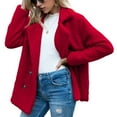 thumbnail image 3 of Defitshape Women's Soft Fluffy Blazer Jackets & Coats Lapel Collar Warm Thick Fuzzy Teddy Fleece Casual Double Breasted Jackets & Coats Red 20, 3 of 4