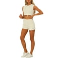 thumbnail image 2 of INSPIRE CHIC Two Pieces Outfits for Women's Hoodie Sleeveless Tops High Waisted Shorts Tracksuit Sets Beige M, 2 of 4