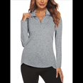 thumbnail image 2 of Sudadera Deportiva de Larga con Cremallera de 1/4 y Protección Solar UPF 50+ para Mujer, de Secado Rápido, para Hacer Ejercicio y Senderismo. Gris S, 2 of 8