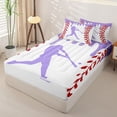 thumbnail image 2 of Homewish Purple Dripping Baseball Stitch Hitter Silhouette Graphic Zipper Twin Comforter Sets with Fitted Sheet and 2 Pillowcases,Baseball Graphic Zipper Bedding Set,4-Piece, 2 of 6