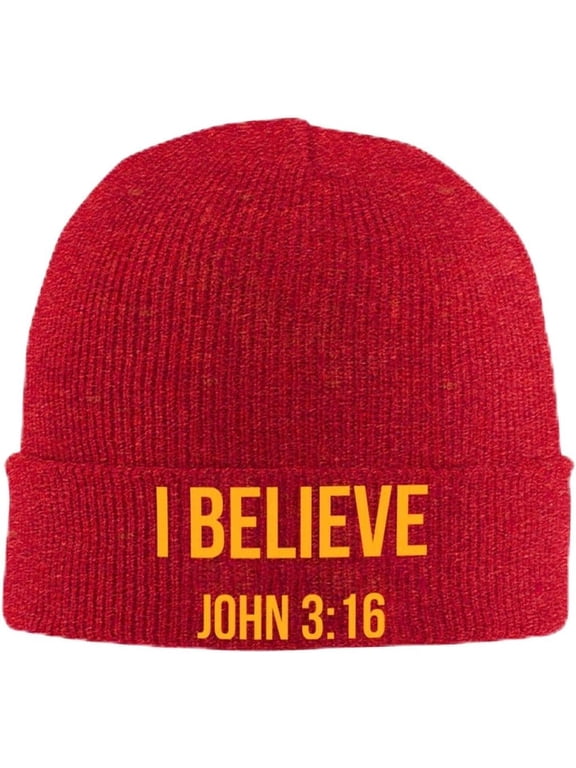 Beanies,I Believe John 3 16 Christian Beanie Hat for Women Men Knit Skull Cap Winter Hat Knitted Hat Slouchy Hat Black