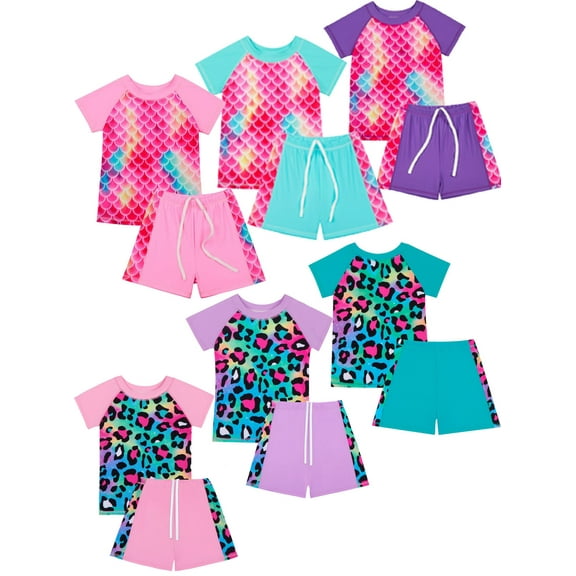 GYRATEDREAM Girls Boys Swim Trunks Swim Short Sleeve, Two Piece Swimwear Set Casual Swimsuit Bathing Suit 4-12 Years