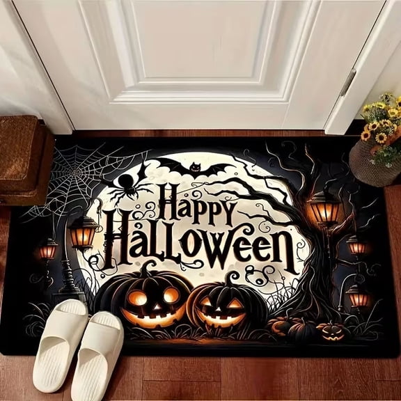 Halloween Themed Doormat Rug, Funny Holiday Decor Floor Mat for Indoor Outdoor Bathroom Kitchen Home Deco