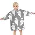 thumbnail image 3 of Gray Halloween White Ghosts Blanket Hoodies for Kids 6-13YR Oversize Wearable Blanket Hoodies for Boys Girls Teens, 3 of 7