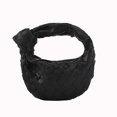 thumbnail image 1 of Bolso de mano de piel suave con forma de croissant trenzado, bolso de mano para mujer, color negro, 1 of 5