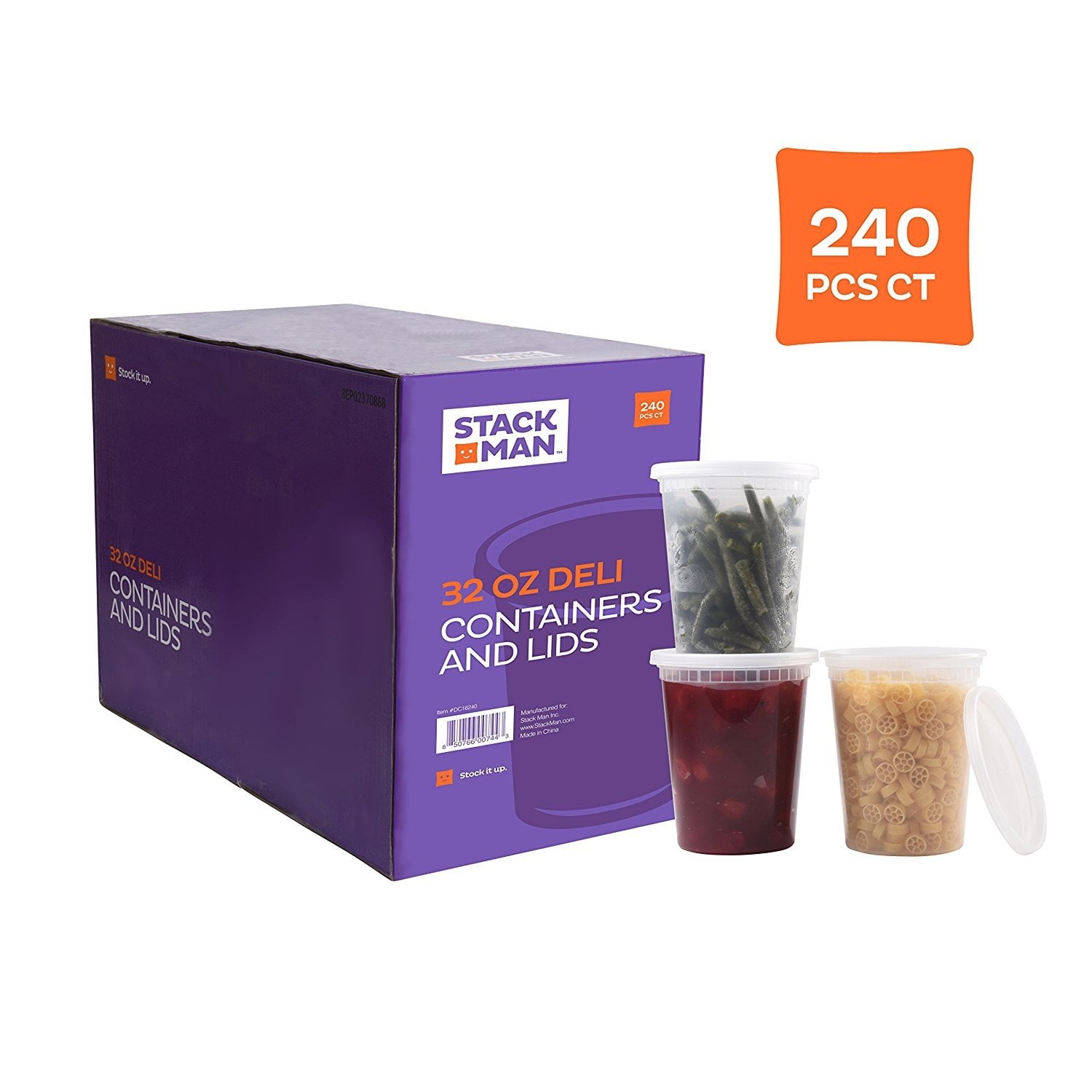 Stack Man Plastic Food Storage Containers With Airtight Lids 8 Ounce